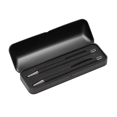 Набор "Aurora" (ручка+карандаш), покрытие soft touch, черный (Чёрный)