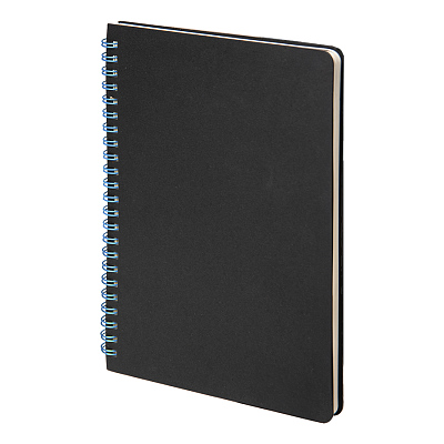Блокнот на двойной пружине HELIX, 143 х 205 мм, черный с голубым, блок в линейку (Черный, голубой)