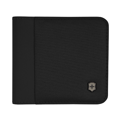 Бумажник VICTORINOX Travel Essentials Bi-Fold Wallet, с защитой от сканирования RFID, чёрный, полиэстер, 11x2x10 см (Черный)