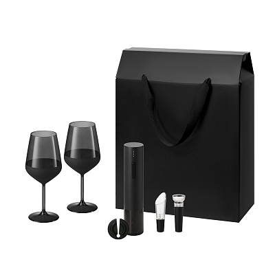 Подарочный набор Black Edition, Sacramento (2 бокала + набор для вина) (Чёрный)