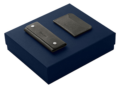 Подарочный набор Long River: картхолдер, ключница (Черный/синий)