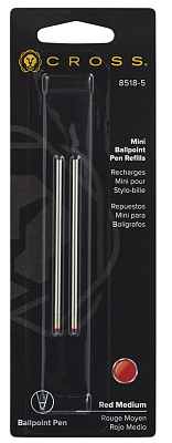 Стержень шариковый Cross для ручки Tech3+ Tech4, средний  (2шт); блистер (Красный)