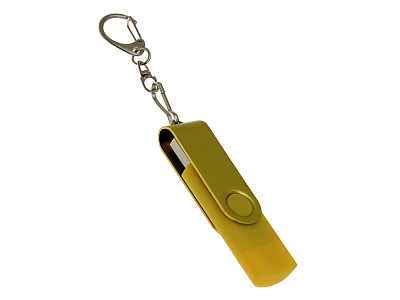 USB 3.0- флешка на 16 Гб с поворотным механизмом и дополнительным разъемом Type-C (Желтый)
