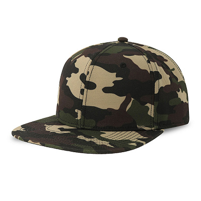 Бейсболка "SNAP BACK-S", 6 клиньев, пластиковая застежка (Зеленый камуфляж)