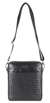 Сумка через плечо Mano "Don Luca", натуральная кожа в черном цвете, 23 х 26,5 х 4,5 см
