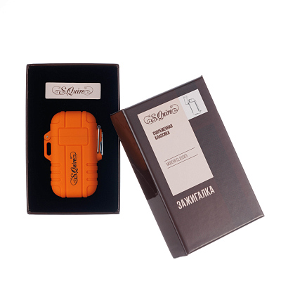 Зажигалка S.Quire газовая, турбо, водонепроницаемая, оранжевая