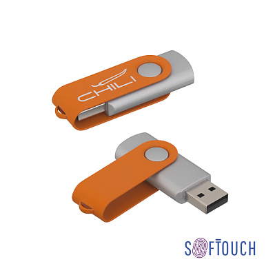Флеш-карта "Vostok", объем памяти 16Gb, покрытие soft touch  (Оранжевый)