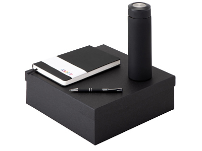 Подарочный набор Color it с блокнотом, металлической ручкой и термосом (Чёрный)