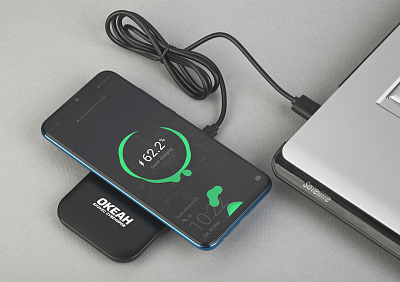 Настольное беспроводное зарядное устройство "Moonlight" c подсветкой логотипа, черный