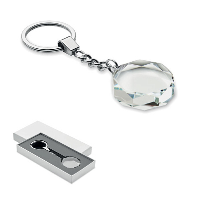 Glass round award key ring (Прозрачный)