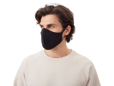 Маска для лица многоразовая с фиксаторами (Чёрный)