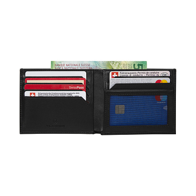 Портмоне VICTORINOX Altius Alox с защитой от сканирования RFID, чёрное, натуральная кожа, 9 x1x11 см
