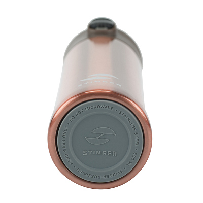 Термокружка Stinger, 0,35 л, сталь/пластик, бронзовый глянцевый, 8,4 x 7 x 21,2 см