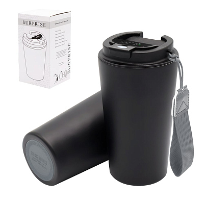 Термокружка Surprise To Go с индикатором, чёрная/серая (Черный/серый)