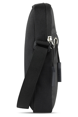 Сумка через плечо BUGATTI Blanc Delight, чёрная, нейлон RPET600D/тарпаулин/полиэстер, 16х4х23 см