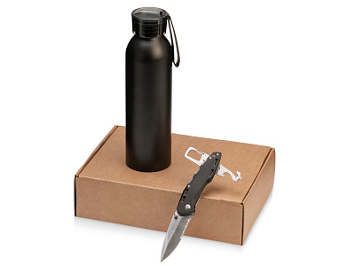 Подарочный набор с бутылкой для воды и ножом Tourist (Чёрный) Подарочный набор с бутылкой для воды и ножом Tourist (Чёрный)