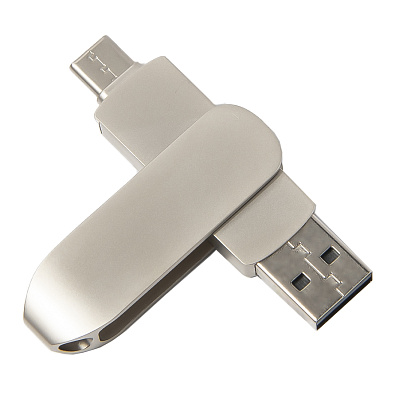 USB flash-карта CIRCLE OTG Type-C (32Гб), серебристая, 6,5х1,5х0,82 см, металл (Серебристый)