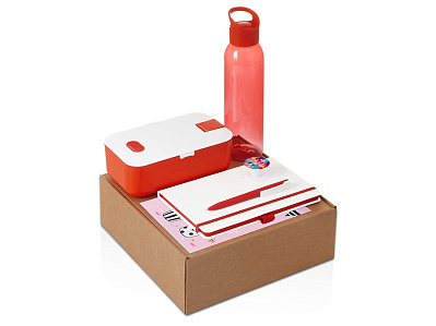 Набор Bitetime с бутылкой для воды, блокнотом, ручкой и ланчбоксом (Красный)