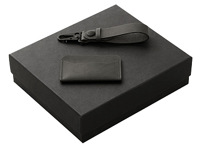 Подарочный набор Long River: картхолдер, ремешок для ключей (Чёрный)