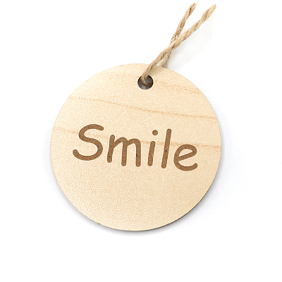 Бирка из ламинированного ХДФ на верёвке, Круглая