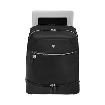 Рюкзак VICTORINOX Victoria Signature Deluxe Backpack, черный, нейлон/кожа, 32x18x39 см