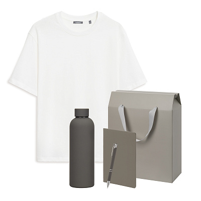 Набор с одеждой RUST (футболка, термобутылка, блокнот, ручка), белый/серый, XL/2XL (Белый, серый)