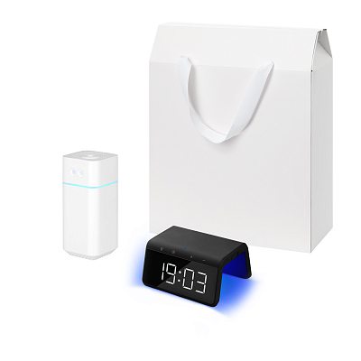 Подарочный набор Cloud NEO, Flame, черный (увлажнитель воздуха, зарядное устройство) (Белый, черный)