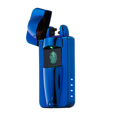 Зажигалка S.Quire USB, сенсорная, синяя, глянцевая