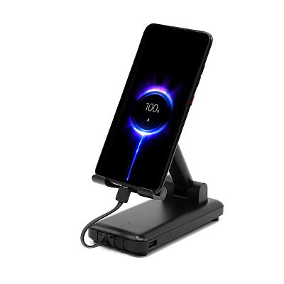 Внешний аккумулятор c подставкой для телефона Hold-Pro 10000mAh, черный (Чёрный)