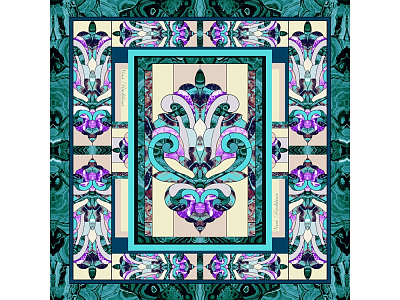 Платок Каменный Цветок (Малахитовый, сиреневый)