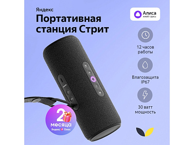 Умная колонка ЯНДЕКС Станция Стрит с Алисой (Черный)