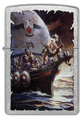 Зажигалка ZIPPO Frank Frazetta с покрытием Street Chrome, латунь/сталь, серебристая, 38x13x57 мм