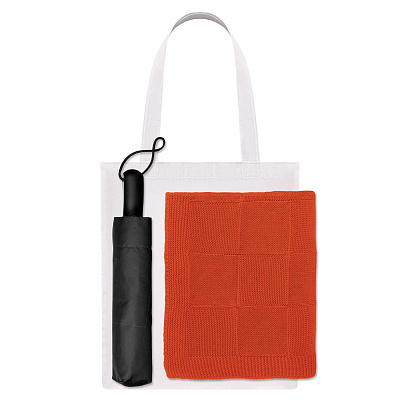 Подарочный набор Levante, оранжевый (зонт, плед, шоппер) (Черный, оранжевый) Подарочный набор Levante, оранжевый (зонт, плед, шоппер) (Черный, оранжевый)