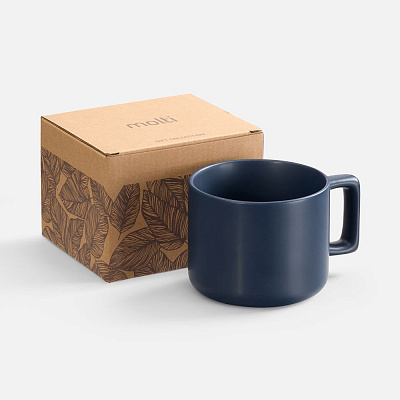 Чашка Jumbo в коробке матовая, белая (Тёмно-синий)