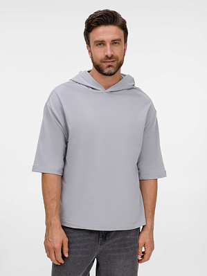 Футболка оверсайз унисекс с капюшоном Neofit, синяя (Серый)