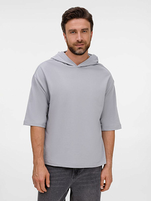 Футболка оверсайз унисекс с капюшоном Neofit, синяя (Серый)