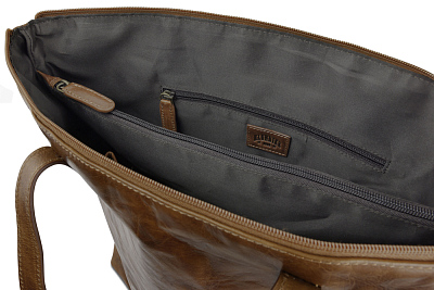 Сумка-шоппер KLONDIKE MOUNTAIN «Linda», натуральная кожа в коньячном цвете, 42 x 35 x 11 см