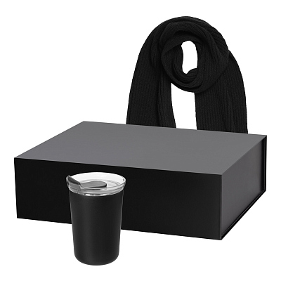 Подарочный набор Strada, Forges, черный (термокружка, шарф) (Чёрный)