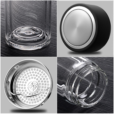 Термос стеклянный с инфьюзером Steelite, чёрный