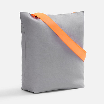 Шопер B5  с широкими оранжевыми ручками (Серый)