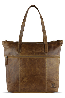 Сумка-шоппер KLONDIKE MOUNTAIN «Linda», натуральная кожа в коньячном цвете, 42 x 35 x 11 см