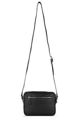 Сумка кросс-боди женская BUGATTI Bella, чёрная, воловья кожа/полиэстер, 22х6х15,5 см