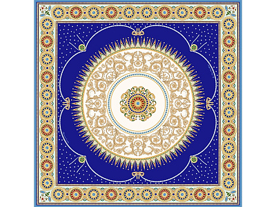 Платок Павловск. Севрский фарфор (Синий)