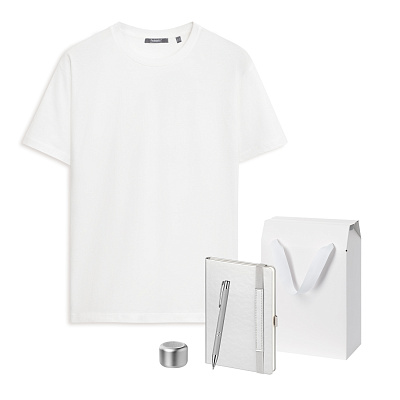 Набор с одеждой KRIS (футболка, колонка, ежедневник, ручка) , XL (Серебряный)