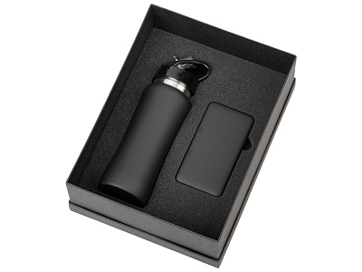 Подарочный набор COLOR IT с бутылкой для воды и повербанком, 5000 mAh (Чёрный)