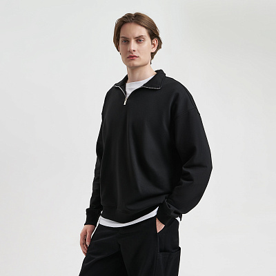 Толстовка на молнии унисекс Флоу (Flow), черная, размер 5XL/6XL (Чёрный)