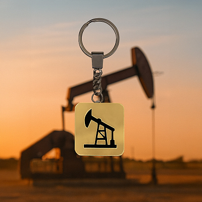 Брелок Нефтяная вышка (золотой с черным)