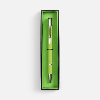 Ручка шариковая Keskus Soft Touch в футляре, зеленое яблоко