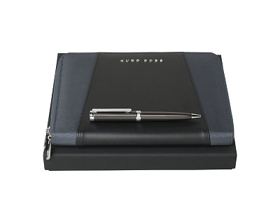 Подарочный набор: ручка шариковая, блокнот А6 (Серый, черный)