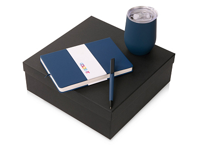 Подарочный набор COLOR IT c блокнотом, ручкой и термокружкой (Тёмно-синий)